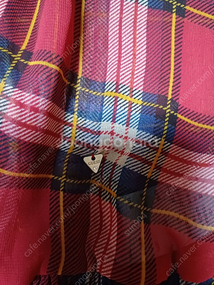 게스 시스루 레드체크블라우스55 락시크룩--7