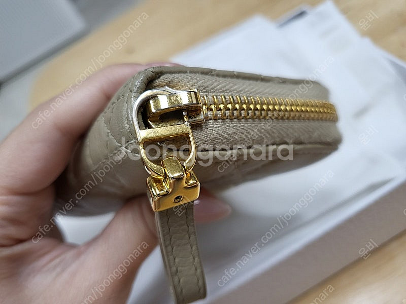 디올 카로 지퍼카드지갑 베이지--3