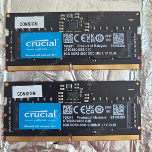 마이크론 크루셜 노트북용 DDR5-5600 8GB 2개