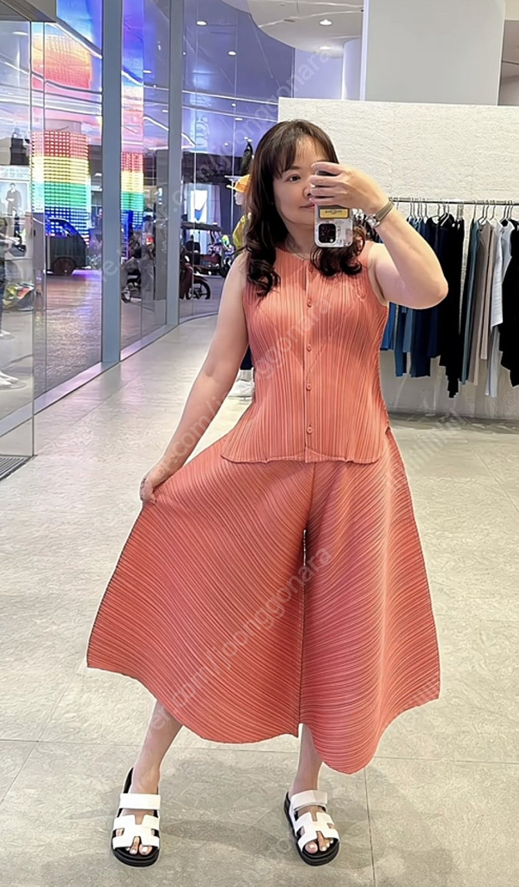 [새상품] 플리츠플리즈 7월 신상 솔라플레어 팬츠 코랄핑크 3사이즈, 5사이즈--2