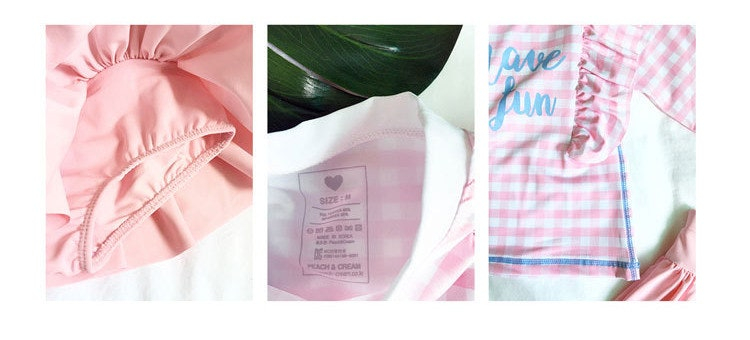 핑크프릴체크 수영복(초등싸이즈) 이미지