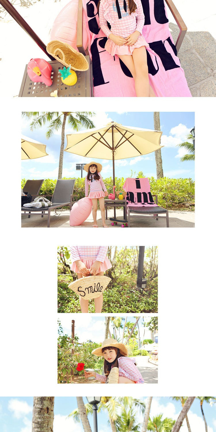 핑크프릴체크 수영복(초등싸이즈) 이미지