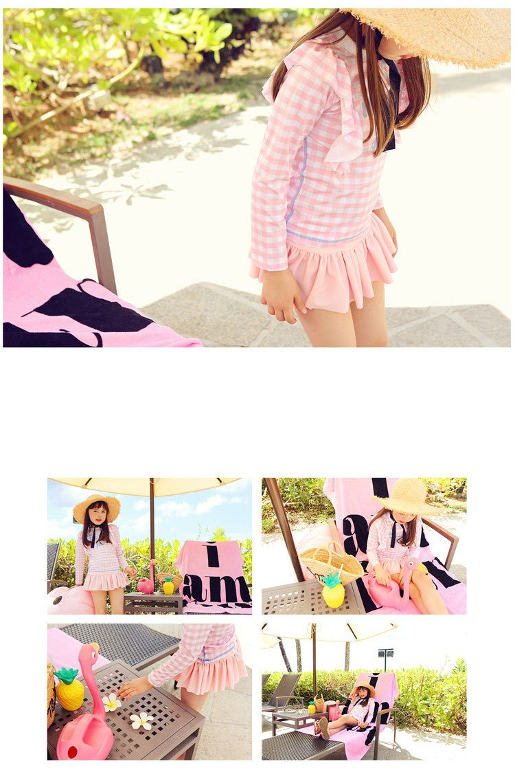 핑크프릴체크 수영복(초등싸이즈) 이미지