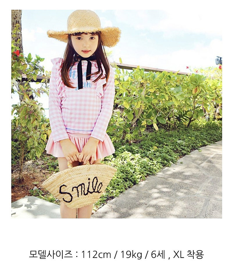 핑크프릴체크 수영복(초등싸이즈) 이미지