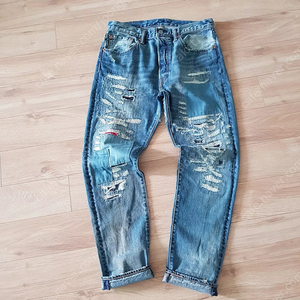 리바이스 501CT. 12oz Conemills patchwork denim. 커스텀테이퍼드 12온스 콘밀 패치워크 디테일 데님. 32사이즈.