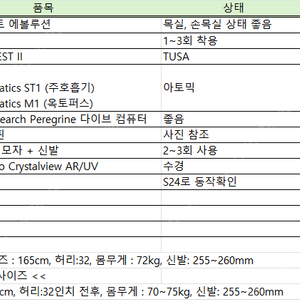 [판매중]스쿠바 장비 1SET