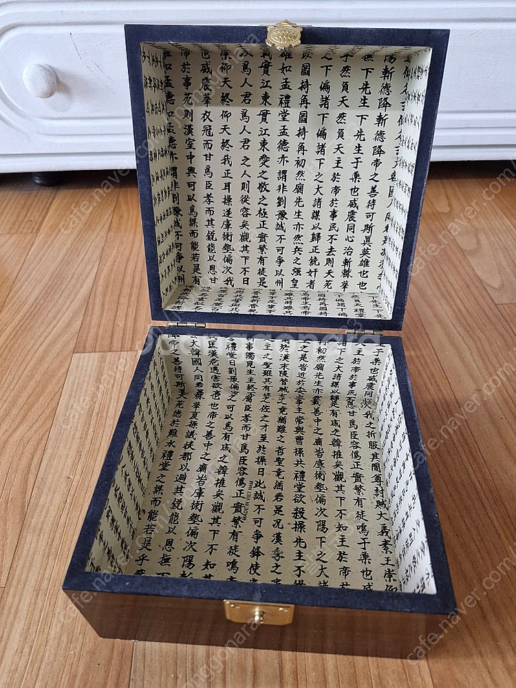 전통 나무 수납함 수납상자 반짇고리 (정사각형) (흑갈...--1