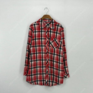 포켓 체크 남방 셔츠 (95 size / RED)