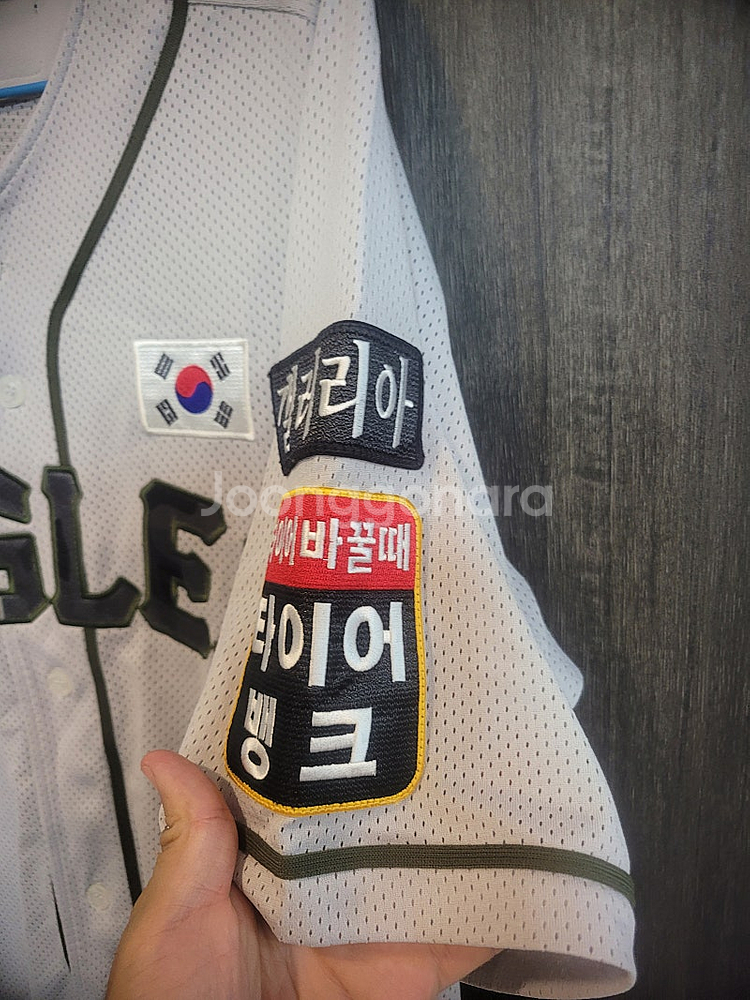 한화이글스 밀리터리 유니폼 허관회 그레이색 선수지급용--2