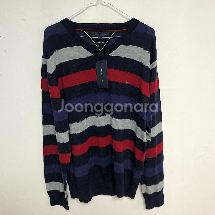 새상품 타미힐피거 남성 니트 긴팔티 105XL--0