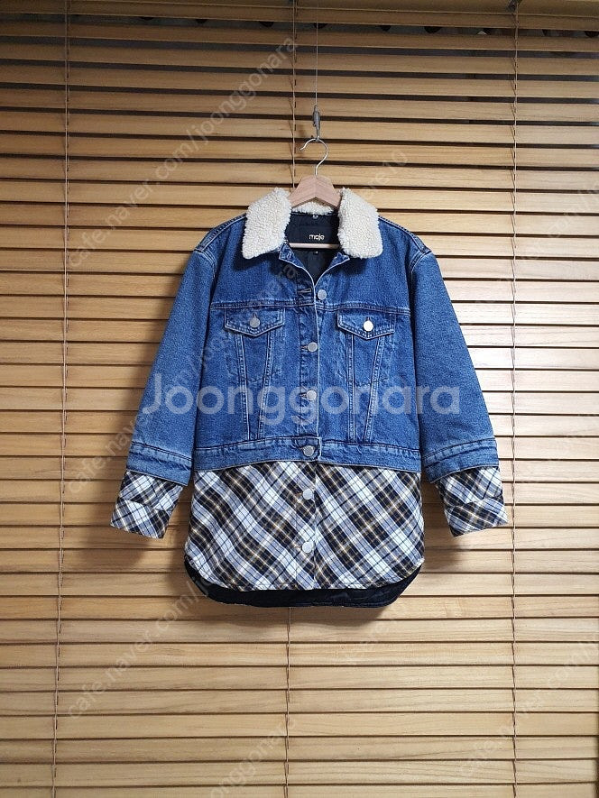 마쥬 maje 텍스처 블록 누빔 데님 자켓 36 사이즈--1