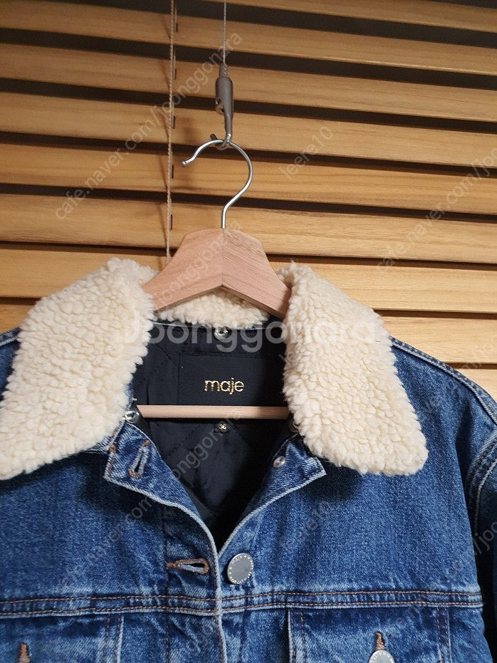 마쥬 maje 텍스처 블록 누빔 데님 자켓 36 사이즈--3