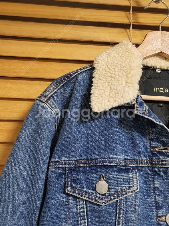 마쥬 maje 텍스처 블록 누빔 데님 자켓 36 사이즈--4