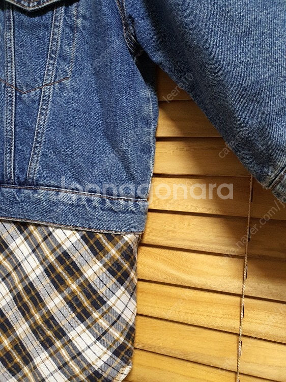 마쥬 maje 텍스처 블록 누빔 데님 자켓 36 사이즈--9