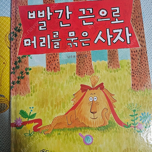 빨간 끈으로 머리를 묶은 사자