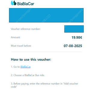 유럽 버스 블라블라카(blablacar) 바우처 판매