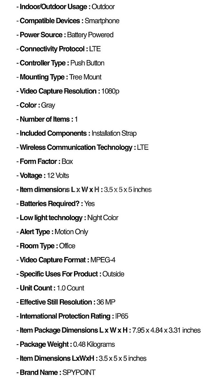Spypoint 스파이포인트 g36셀룰러 적외선 무선 카메라--7