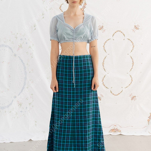 비아플레인 VIA LINEN CHECK LONG SKIRT