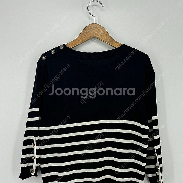 스트라이프 반소매 니트 (F size / BLACK)--8