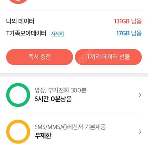 SKT 데이터 2기가 판매합니다 3000원