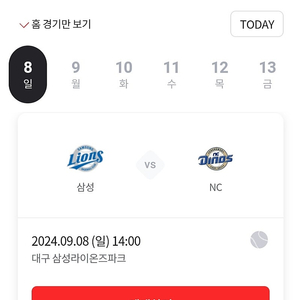 삼성 NC 9월 8일 일요일 연석