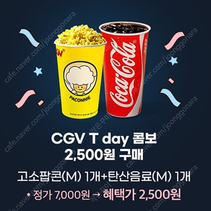 cgv T콤보 2500원 구입권 - 각 1000원 (4장)