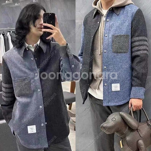 톰브라운 사선 남여공용 셔츠 재킷 아우터--2