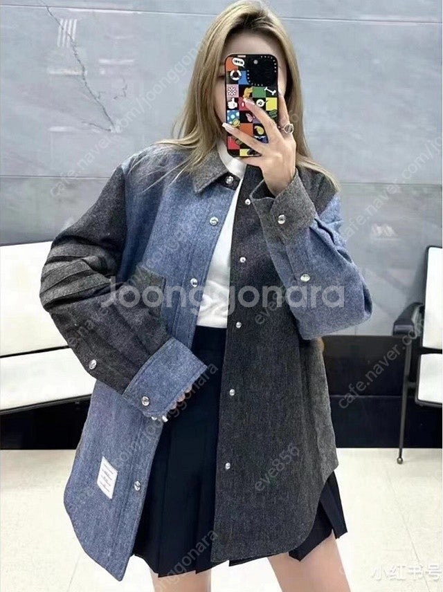 톰브라운 사선 남여공용 셔츠 재킷 아우터--3