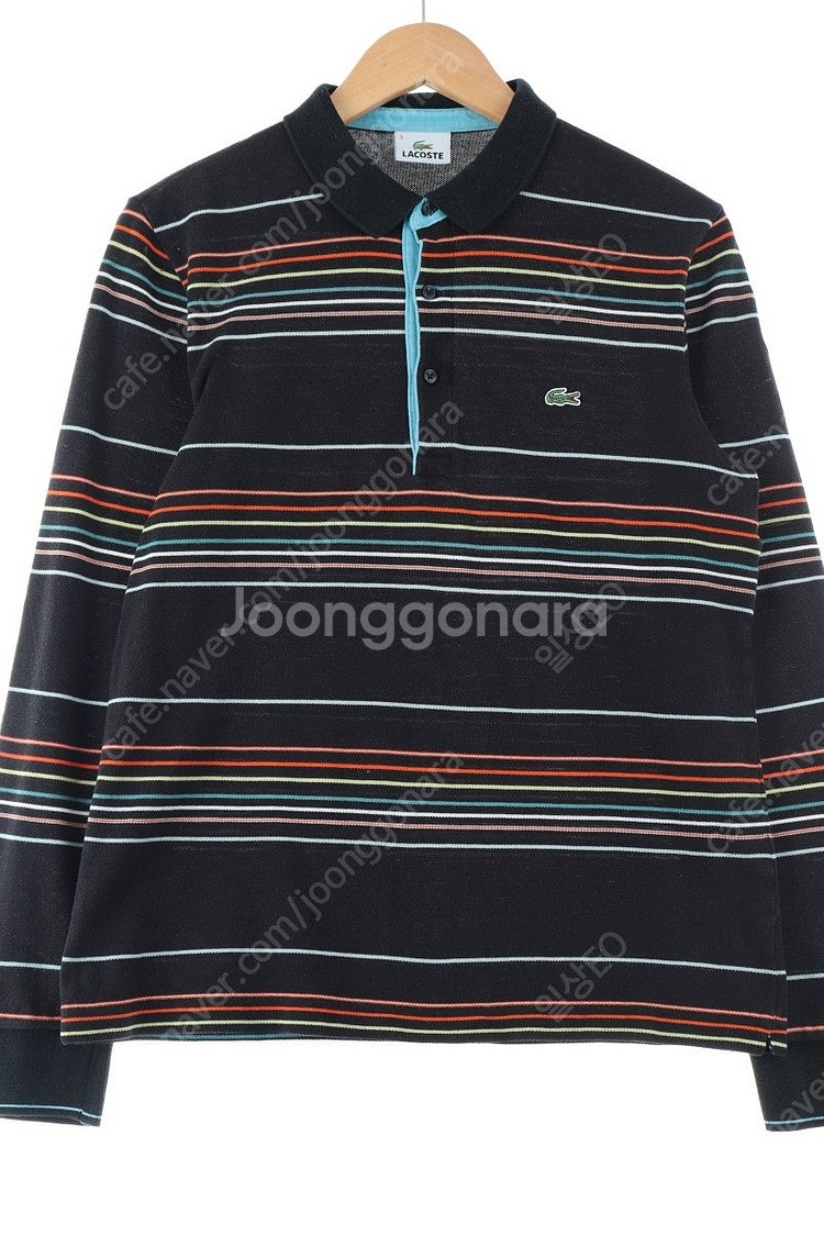 (M) 라코스테 카라 긴팔티셔츠 블랙 스트라이프 한정판--0