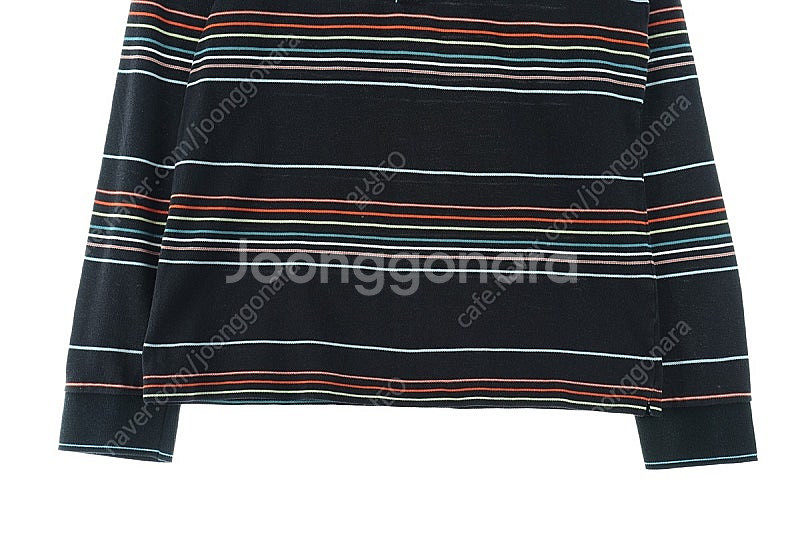 (M) 라코스테 카라 긴팔티셔츠 블랙 스트라이프 한정판--3