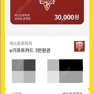 비스트로피자 30,000원 모바일상품권