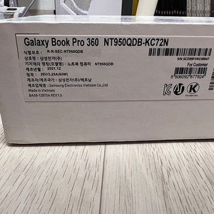 삼성전자 갤럭시북 pro360 노트북 NT950QDB-KC72N 팝니다.