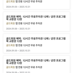 예술의 전당 12시간 주차권 12장