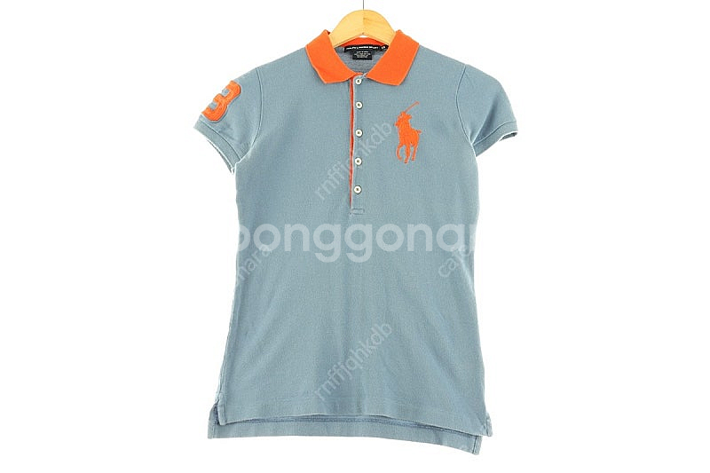 W(XS) 폴로 랄프로렌 반팔 카라 티셔츠 블루 면 한...--1