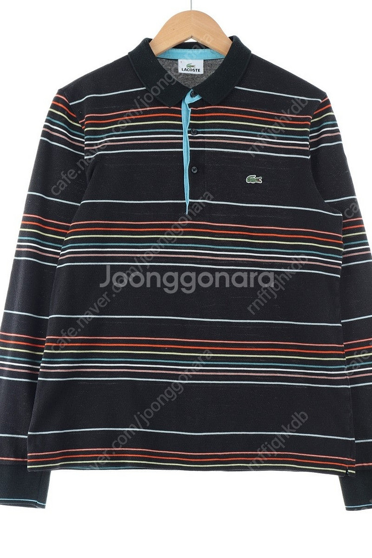 (M) 라코스테 카라 긴팔티셔츠 블랙 스트라이프 한정판--0