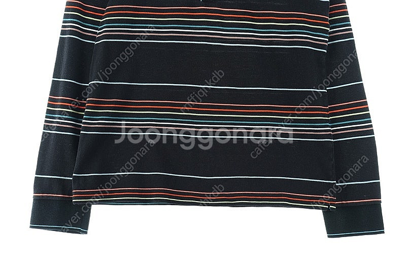 (M) 라코스테 카라 긴팔티셔츠 블랙 스트라이프 한정판--3