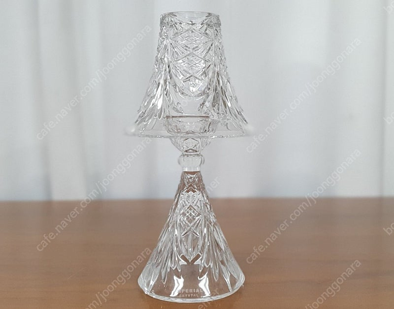 빈티지 임페리얼 크리스탈 허리케인 램프 촛대 택포--1