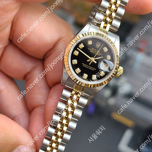 [정품] 롤렉스 여성용 데이저스트 블랙 10P 다이아몬드 (Rolex Datejust Black 10P Diamond Dial Two-Tone Women's)