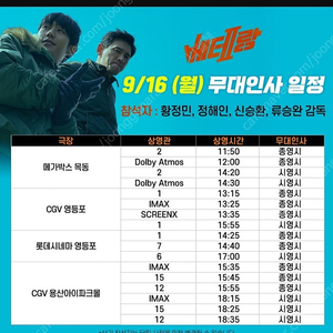 [ 베테랑 무대인사 ] 9/16(월) 메가박스 목동(E열) 2연석 정가양도