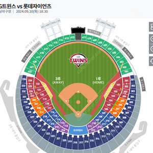 9/10(화) 잠실 LG Vs 롯데 3루 Red 223 블록 10열 1자리 팝니다.