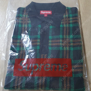 [L] supreme plaid knit s/s polo shirt 슈프림 플레이드 폴로 셔츠 블랙 컬러