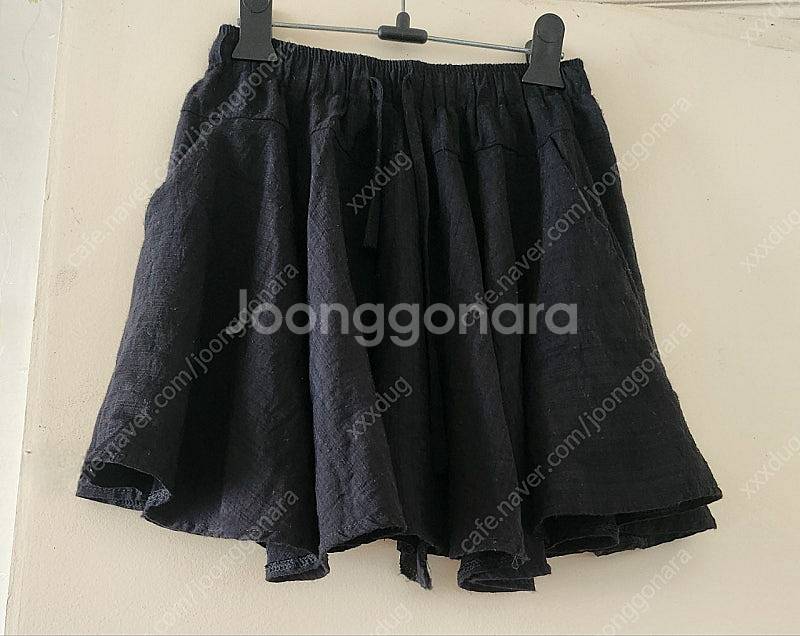 플레어 밴딩 포켓 미니 스커트 치마 바지 블랙--0