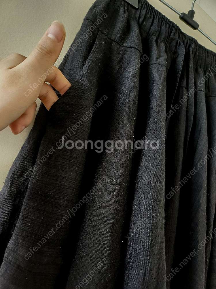 플레어 밴딩 포켓 미니 스커트 치마 바지 블랙--1