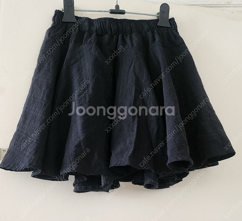 플레어 밴딩 포켓 미니 스커트 치마 바지 블랙--2