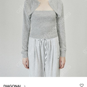 다이애그널 레이어드 튜브탑 가디건 LAYERED TUBE TOP CARDIGAN_LIGHT GREY