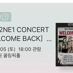 투애니원 Welcome to back 콘서트 토요일 티켓 양도