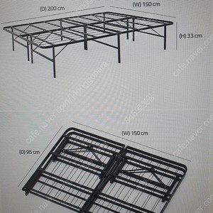 ※ 바네스데코 퍼스널 접이식 철제 침대 프레임 Q / 블랙​