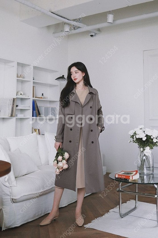 베니토 스테디 모카색 트렌치코트--0