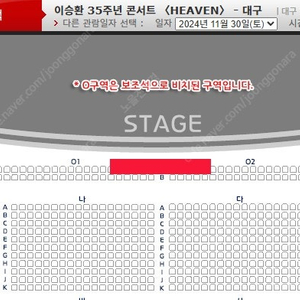 이승환 대구 콘서트 O구역 1열 1석