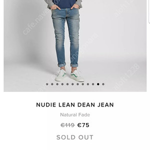 누디진. Lean Dean natural fade vintage wash skinny. 린딘 내추럴페이드 빈티지 연청워싱 스키니. 31사이즈.